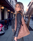 Sac à épaule XL 100% cuir taupe