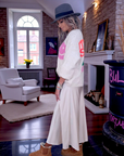Jupe beige satinée