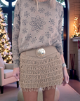 Ceinture élastique beige à boucle dorée
