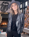 Perfecto cuir noir argenté - 𝐌𝐚𝐫𝐢𝐧𝐚𝟒𝟒𝐟𝐚𝐦𝐢𝐥𝐲