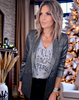 T-shirt gris rock avec perles bijoux