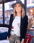 Pull gris écussons