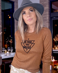 Pull bronze à inscriptions