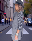 Manteau chevron et léopard gris