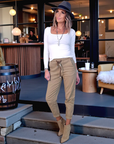 Pantalon jeeging beige foncé