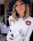 Pull blanc écussons - 𝐌𝐚𝐫𝐢𝐧𝐚𝟒𝟒𝐟𝐚𝐦𝐢𝐥𝐲