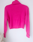 Pull col roulé cachemire fuchsia