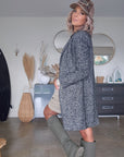 Manteau tweed col léopard