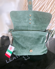 Sac bandoulière vert 100% cuir