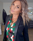 Veste rock-chic laine et cuir