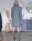 Manteau tweed col léopard