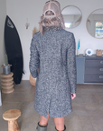 Manteau tweed col léopard