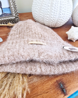 Bonnet chaud beige chiné