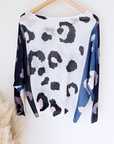 Pull imprimé léopard bleu