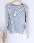 Pull gris clair chiné gris à maille chaude