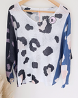 Pull imprimé léopard bleu