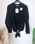 Cardigan noir à boucle dorée - 𝐌𝐚𝐫𝐢𝐧𝐚𝟒𝟒𝐟𝐚𝐦𝐢𝐥𝐲