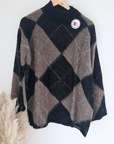 Pull tunique en damier marron taupe - 𝐌𝐚𝐫𝐢𝐧𝐚𝟒𝟒𝐟𝐚𝐦𝐢𝐥𝐲