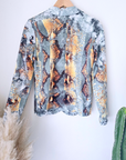Veste cintrée à imprimé python vert et jaune, munie de strass - 𝐌𝐚𝐫𝐢𝐧𝐚𝟒𝟒𝐟𝐚𝐦𝐢𝐥𝐲