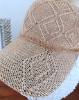 Casquette ajourée beige avec fils mettalisé doré - 𝐌𝐚𝐫𝐢𝐧𝐚𝟒𝟒𝐟𝐚𝐦𝐢𝐥𝐲