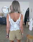 Top blanc en maille crochet