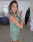 Combi-short vert en coton