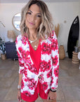 Veste blanche à imprimé flower rouge - 𝐌𝐚𝐫𝐢𝐧𝐚𝟒𝟒𝐟𝐚𝐦𝐢𝐥𝐲