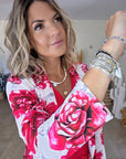 Veste blanche à imprimé flower rouge - 𝐌𝐚𝐫𝐢𝐧𝐚𝟒𝟒𝐟𝐚𝐦𝐢𝐥𝐲