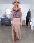 Jupe beige rosé asymétrique