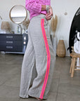 Pantalon taupe à bandes fluo
