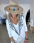 Cardigan blanc à encolure en V profonde