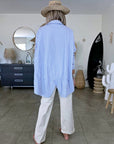 Chemise asymétrique à rayures bleu ciel