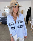 Chemise asymétrique à rayures bleu ciel