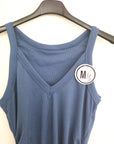 Débardeur bleu jean à maille côtelée extensible