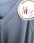 Débardeur bleu jean à maille côtelée extensible