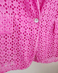 Veste rose ajourée