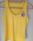 Débardeur jaune maille côtelée en lycra