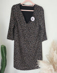 Robe à imprimé noir et marron cognac