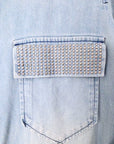Chemise en denim bleu délavé