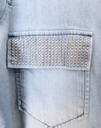 Chemise en denim bleu délavé