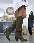Bottes kaki 100% cuir fabrication Italienne