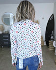 Chemise blanche à imprimé palmier et petit pois