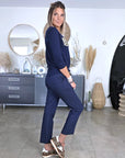 Pantalon chic et confort bleu marine à fines rayures - 𝐌𝐚𝐫𝐢𝐧𝐚𝟒𝟒𝐟𝐚𝐦𝐢𝐥𝐲