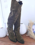 Bottes kaki 100% cuir fabrication Italienne