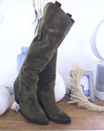 Bottes kaki 100% cuir fabrication Italienne