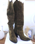 Bottes kaki 100% cuir fabrication Italienne