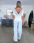 T-shirt blanc encolure en V au dos - 𝐌𝐚𝐫𝐢𝐧𝐚𝟒𝟒𝐟𝐚𝐦𝐢𝐥𝐲