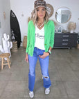 Veste velours ras vert "rock"