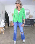 Veste velours ras vert "rock"