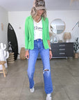 Veste velours ras vert "rock"